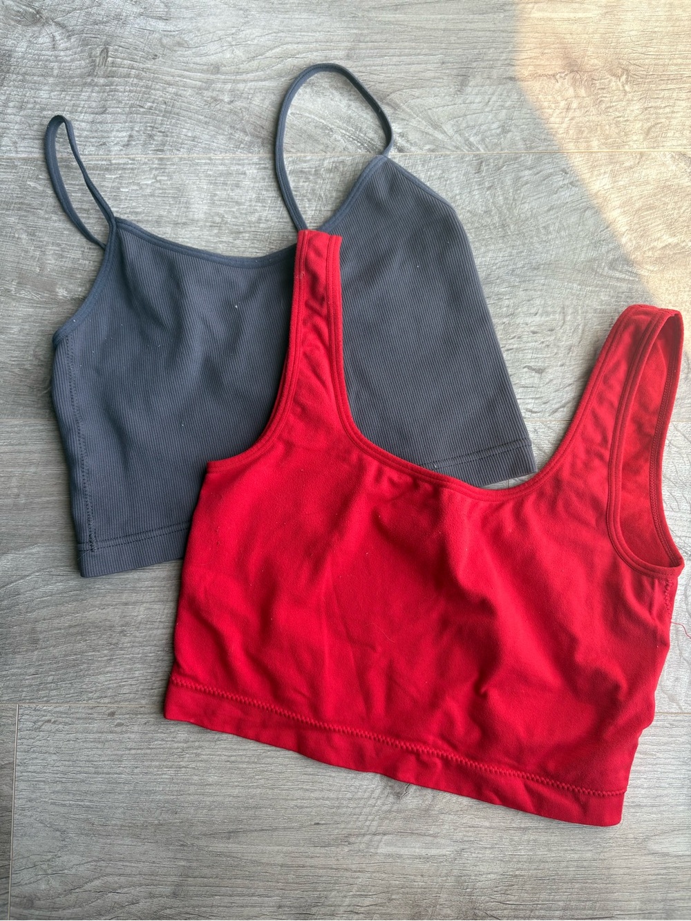 Garage Scoop Bralette Pair in Red and Charcoal